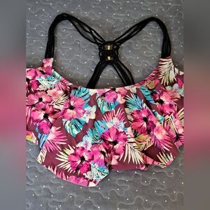 SO tropical floral swim top size 3X